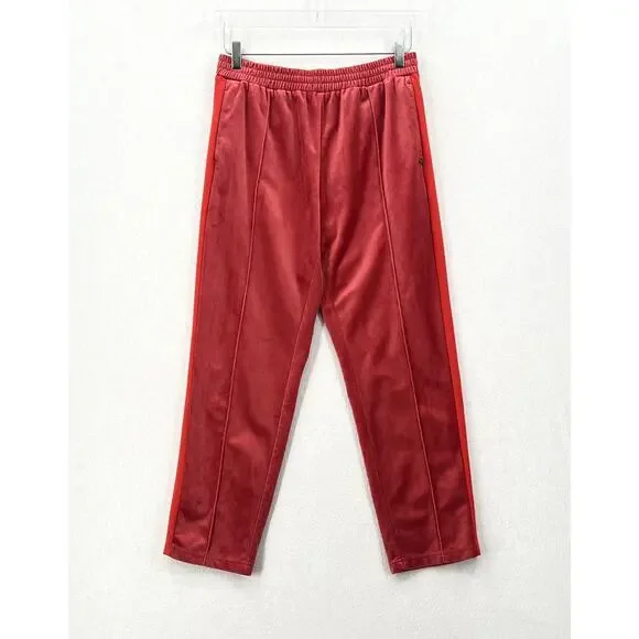 SCOTCH AND SODA The Peaks Velour Crop Track Pants Womens M Red Mid Rise Straight - Picture 3 of 16